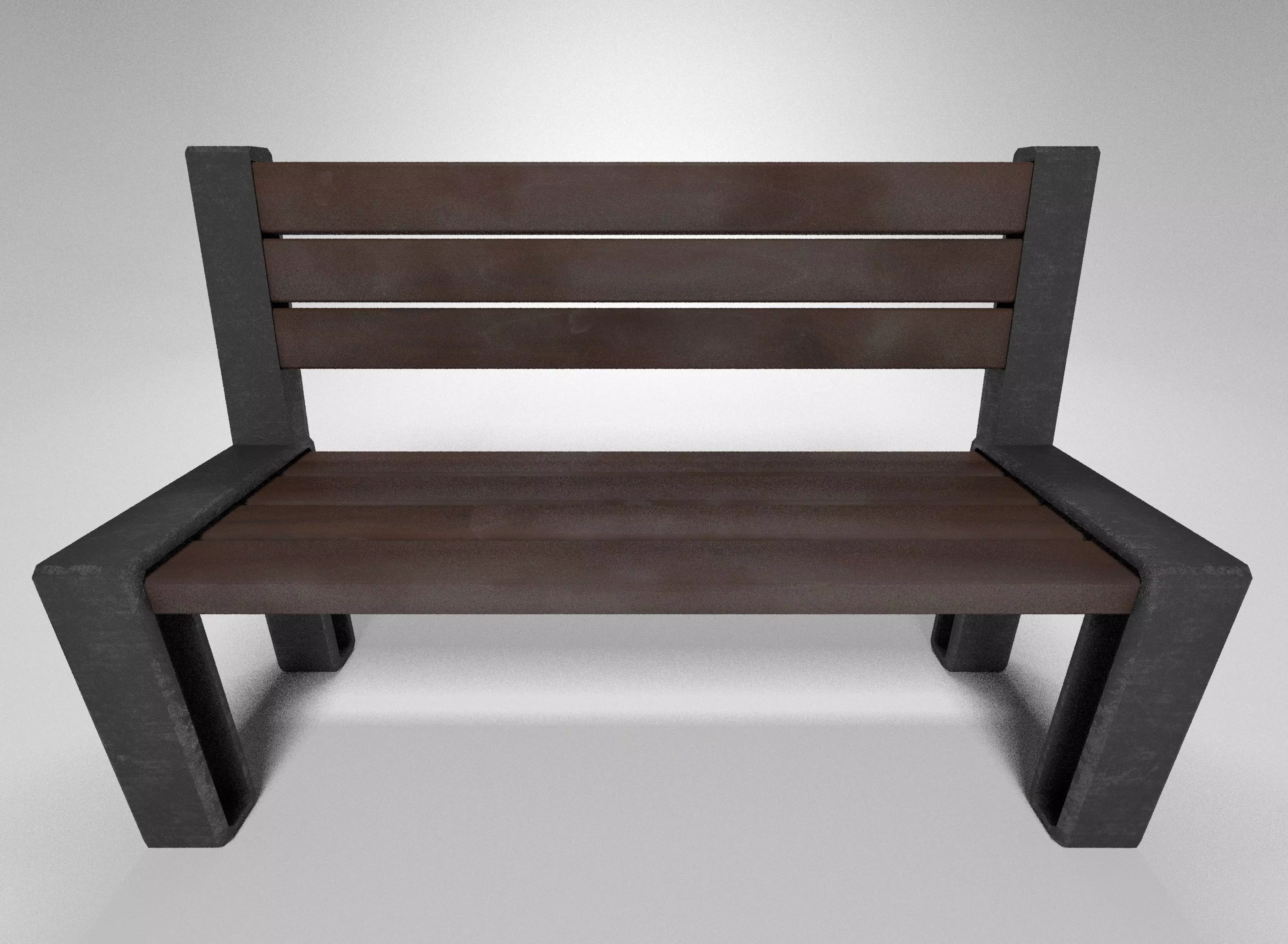 Bench made of wood and metal Free low-poly 3D model