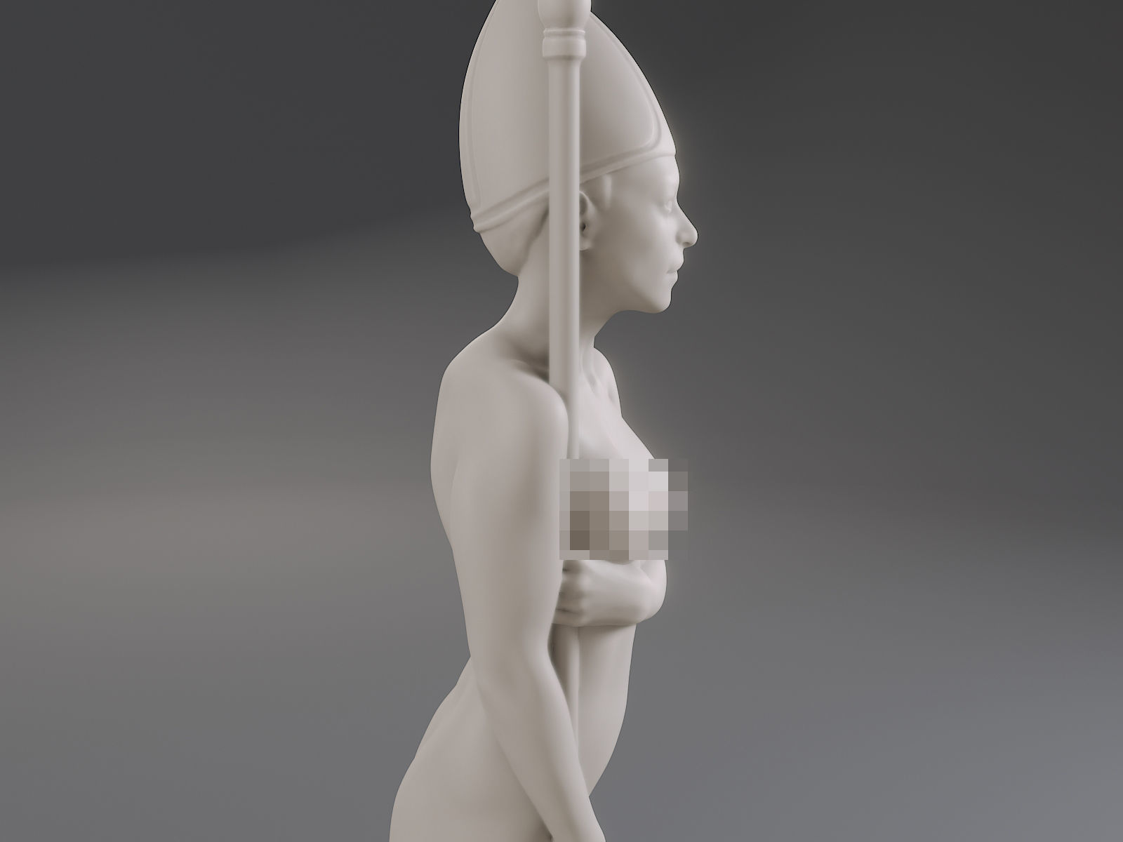 White Chess Female Bishop 3D print model_19