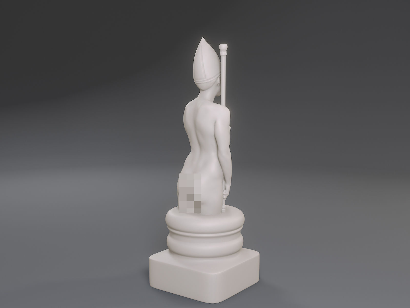 White Chess Female Bishop 3D print model_6