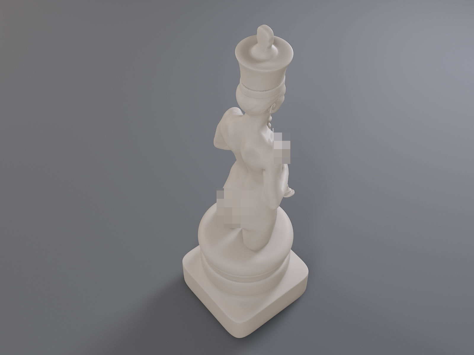 White Chess Female King 3D print model_21