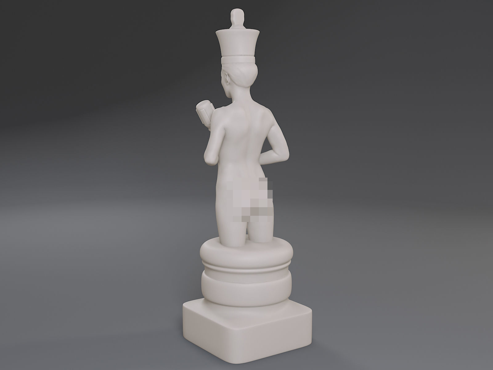 White Chess Female King 3D print model_4