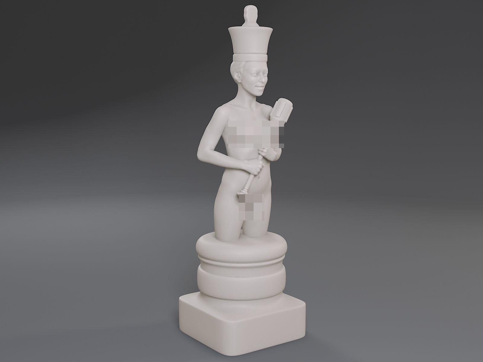 White Chess Female King 3D print model_9
