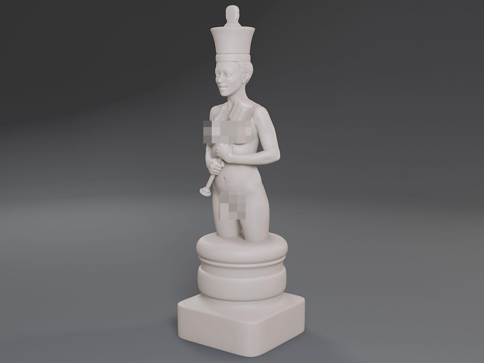 White Chess Female King 3D print model_1