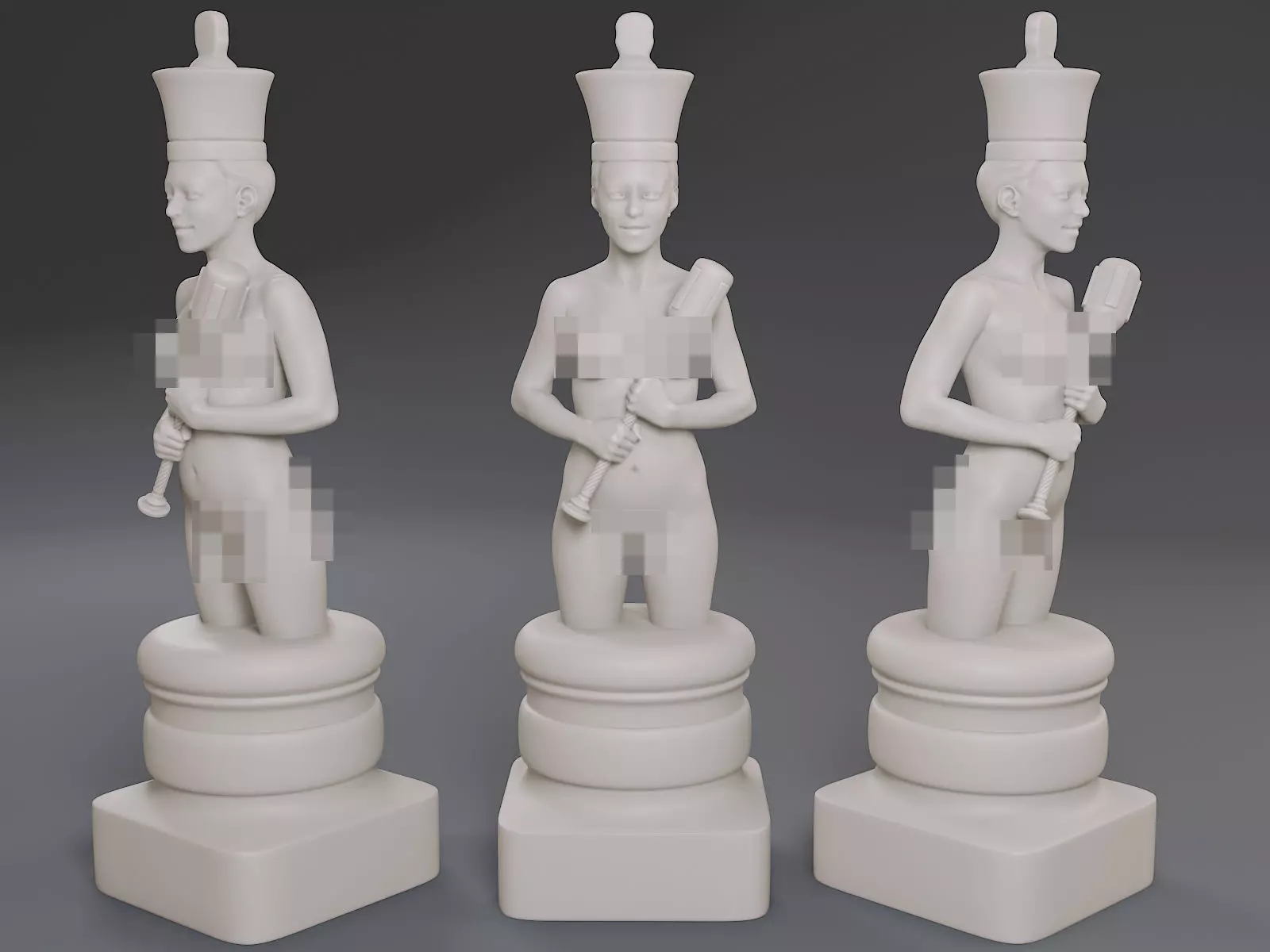 White Chess Female King 3D print model_0