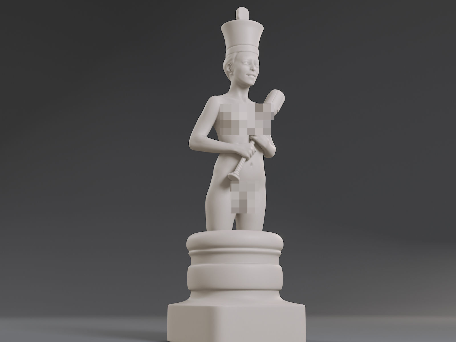 White Chess Female King 3D print model_12