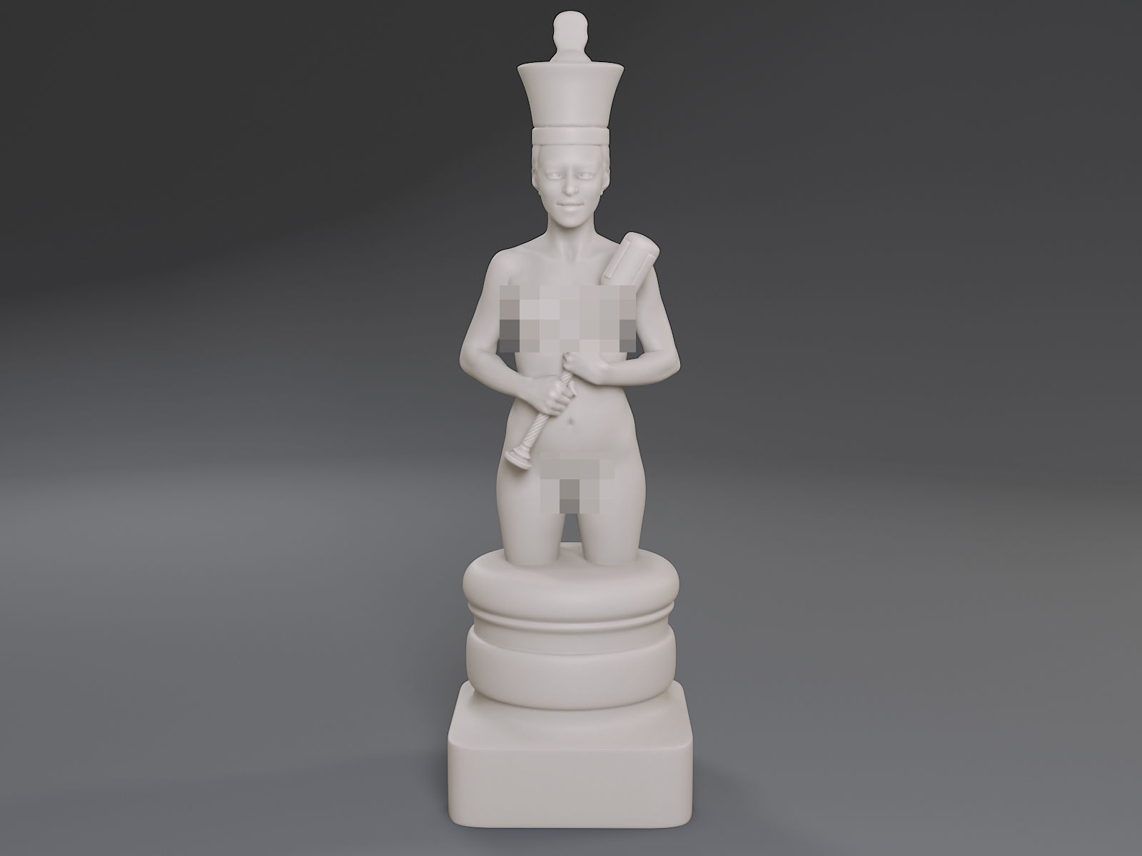 White Chess Female King 3D print model_10