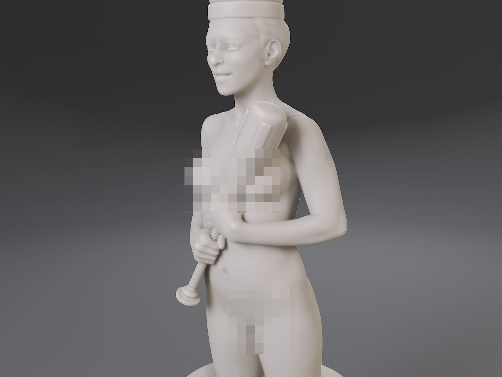 White Chess Female King 3D print model_17