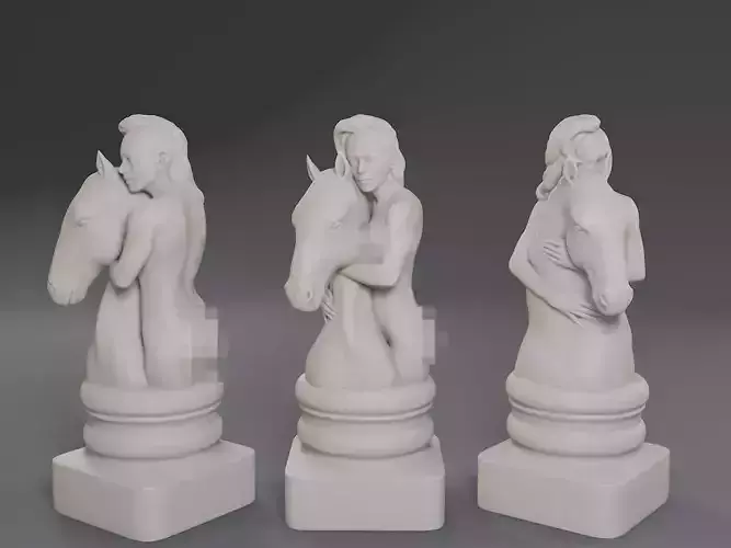 White Chess Female Knight 3D print model