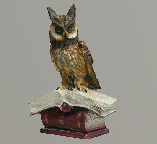 Owl statuette 3D scan LoRes and HiRes Low-poly 3D model