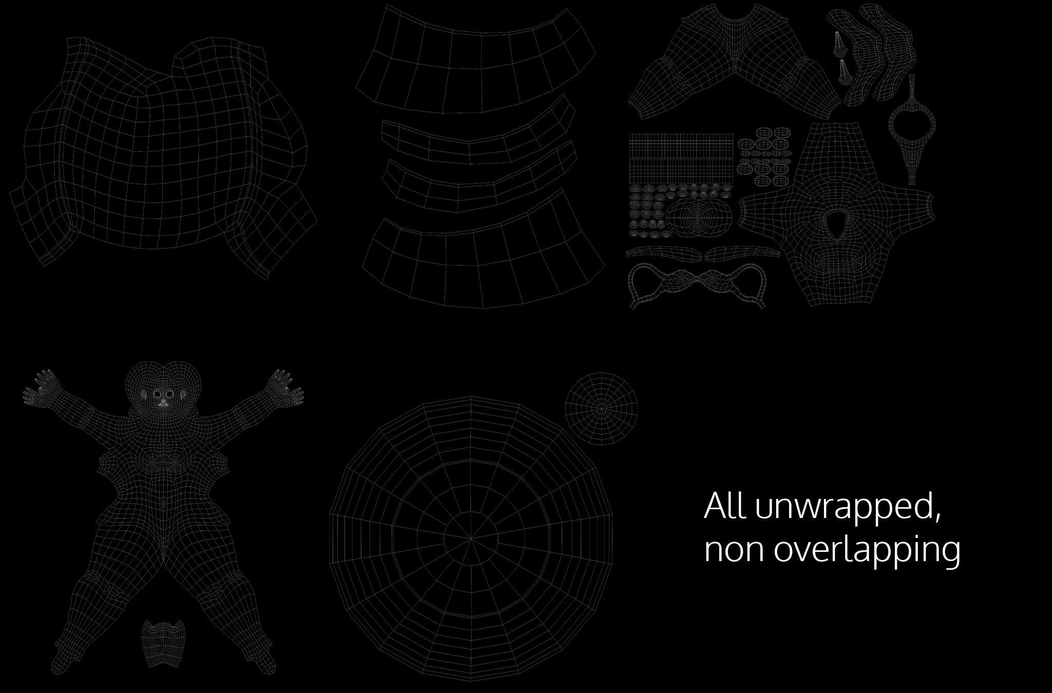 Business Woman Cartoon Rigged Low-poly 3D model_19