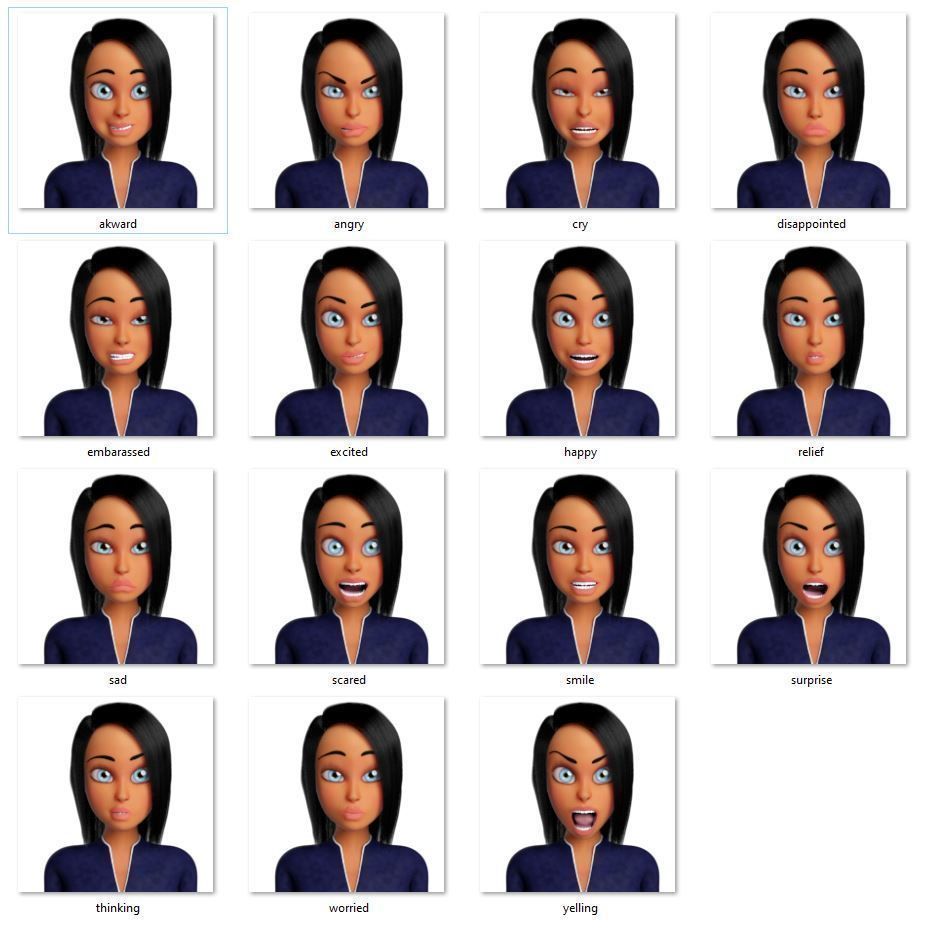 Business Woman Cartoon Rigged Low-poly 3D model_20