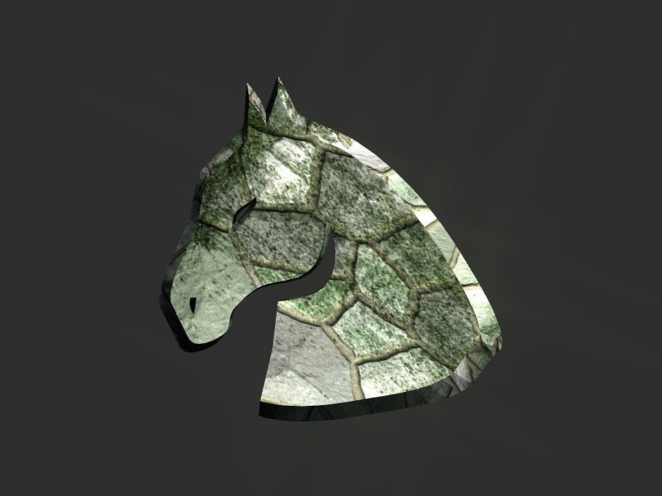 3D 2D horse head decoration Low-poly 3D model_25