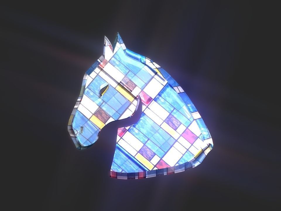 3D 2D horse head decoration Low-poly 3D model_28