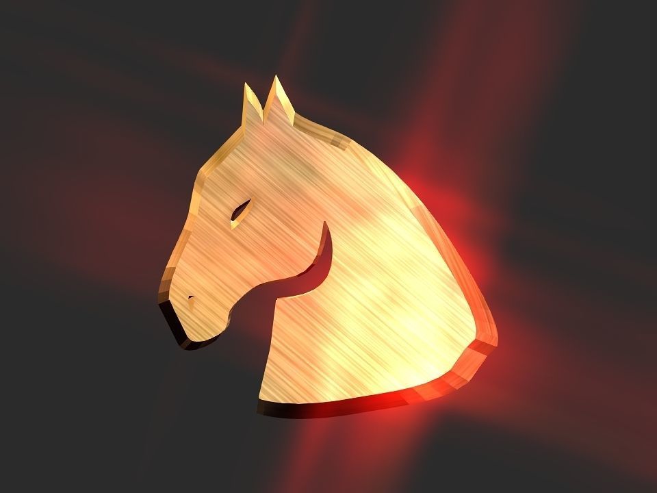 3D 2D horse head decoration Low-poly 3D model_1