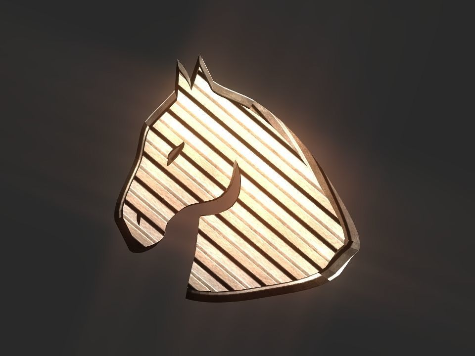 3D 2D horse head decoration Low-poly 3D model_13