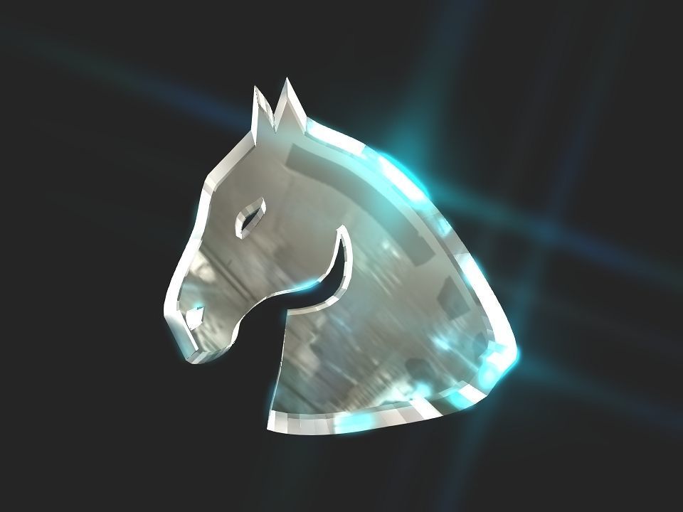 3D 2D horse head decoration Low-poly 3D model_6