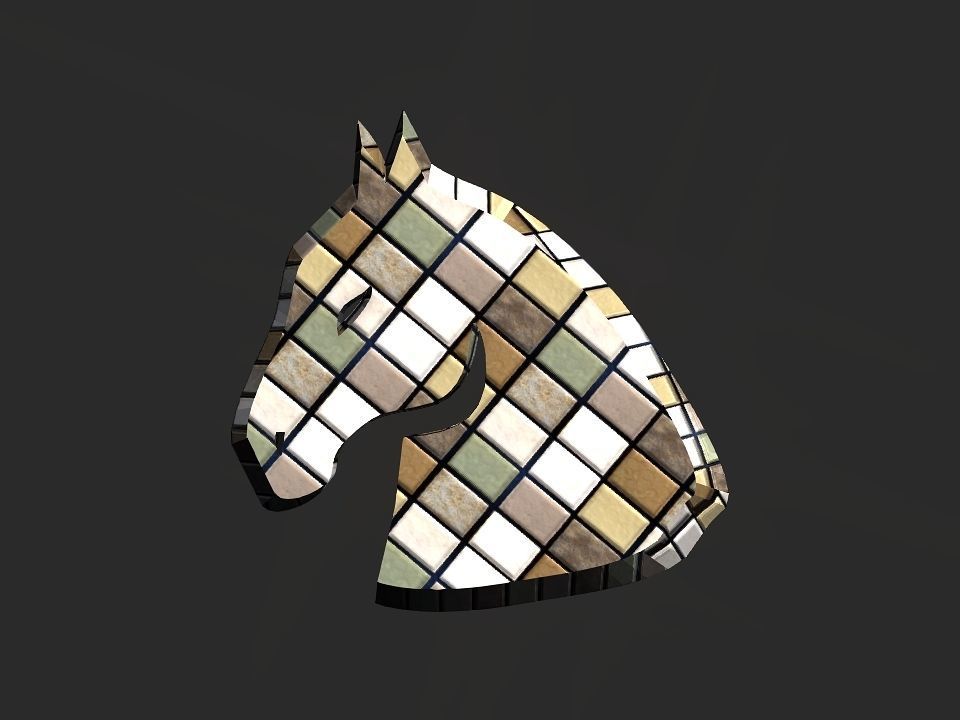 3D 2D horse head decoration Low-poly 3D model_27