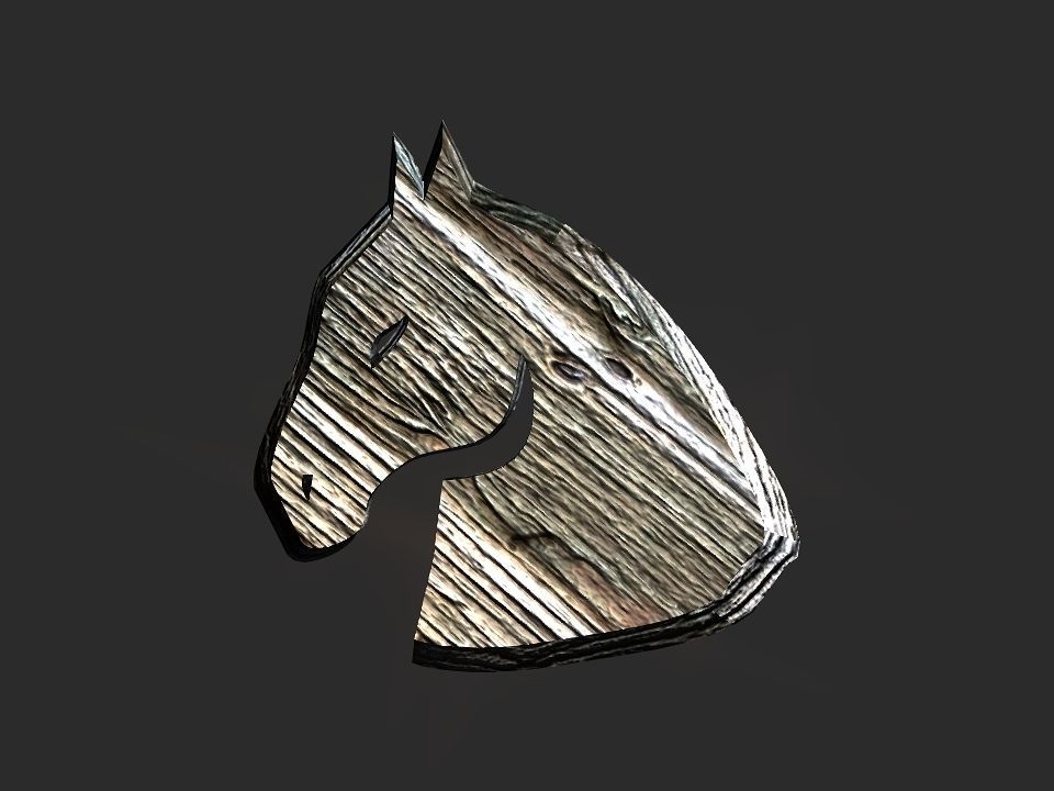 3D 2D horse head decoration Low-poly 3D model_32