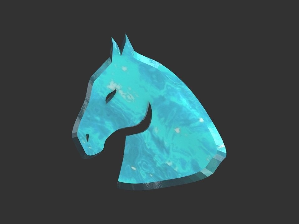 3D 2D horse head decoration Low-poly 3D model_2