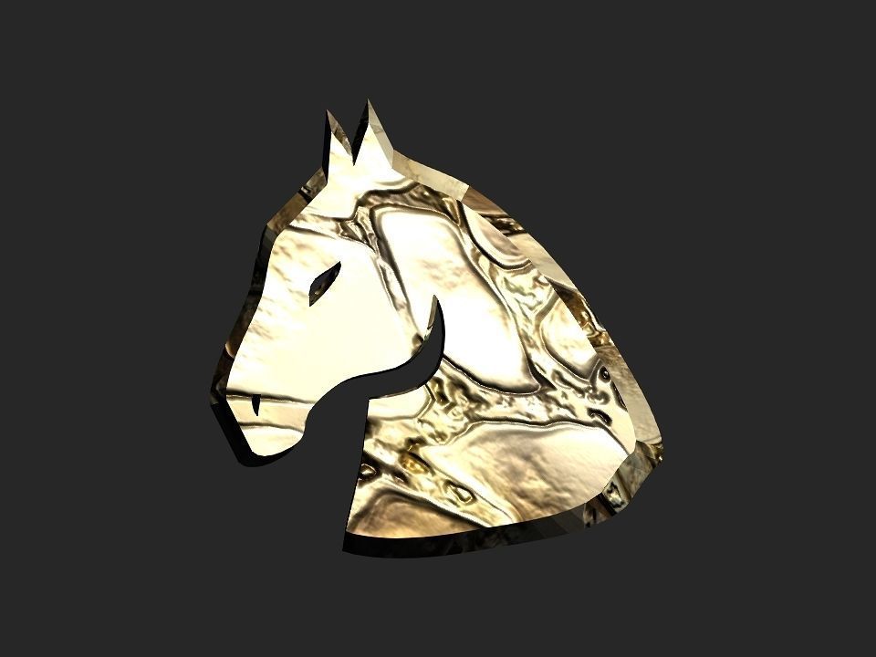 3D 2D horse head decoration Low-poly 3D model_7