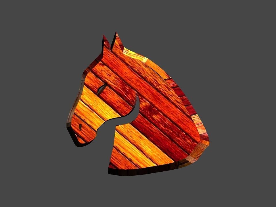 3D 2D horse head decoration Low-poly 3D model_33