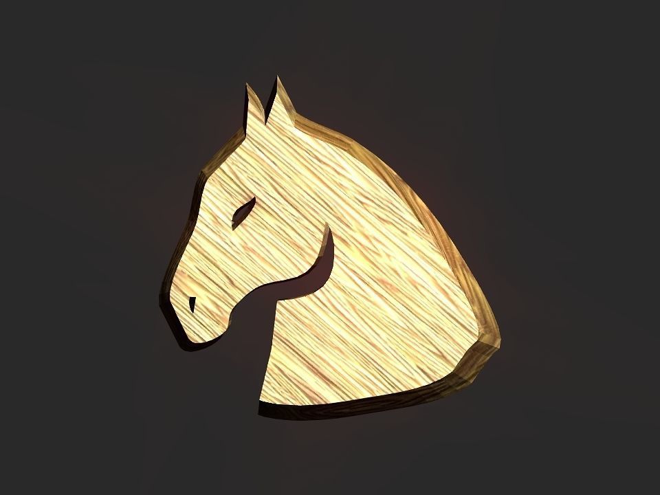 3D 2D horse head decoration Low-poly 3D model_29