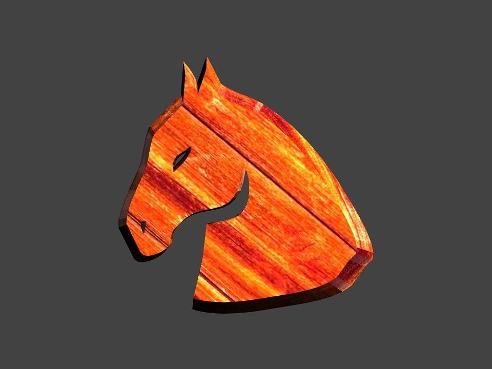 3D 2D horse head decoration Low-poly 3D model_30
