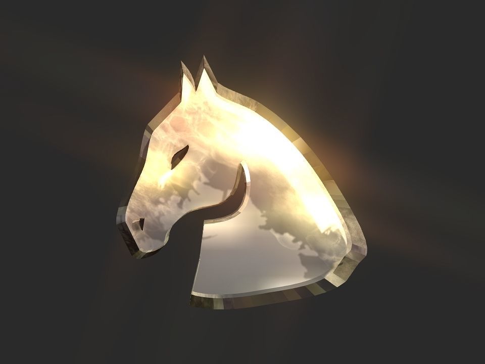 3D 2D horse head decoration Low-poly 3D model_3