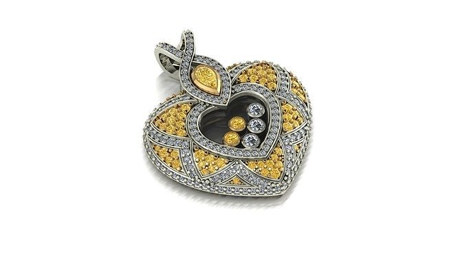 Heart Shape Happy Diamond Locket  3D print model