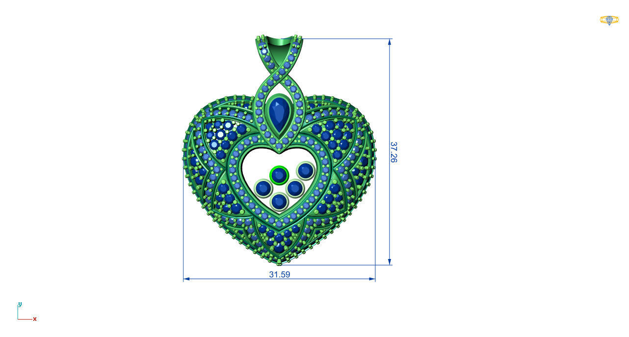 Heart Shape Happy Diamond Locket  3D print model_4