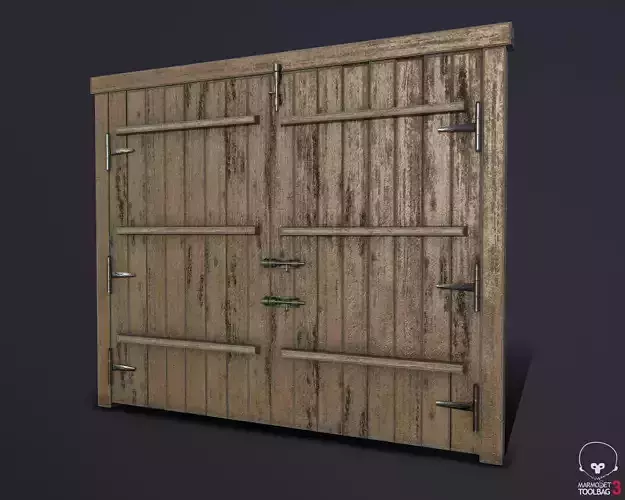 wooden old gate low poly PBR game ready Low-poly 3D model