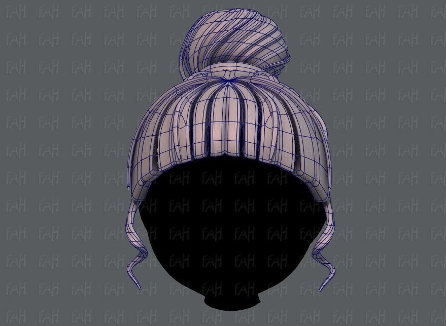 3D Hair style for girl V65 Low-poly 3D model_9