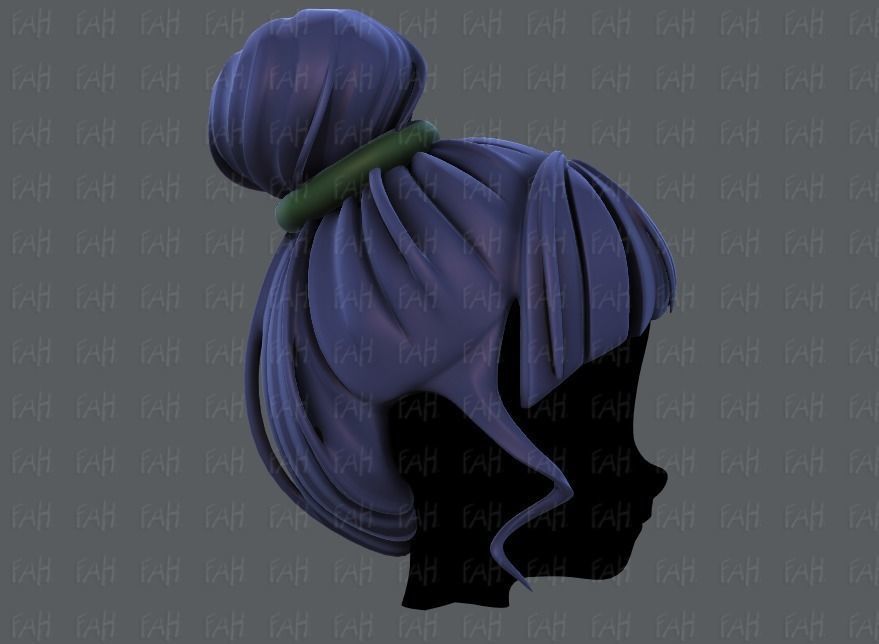 3D Hair style for girl V65 Low-poly 3D model_3