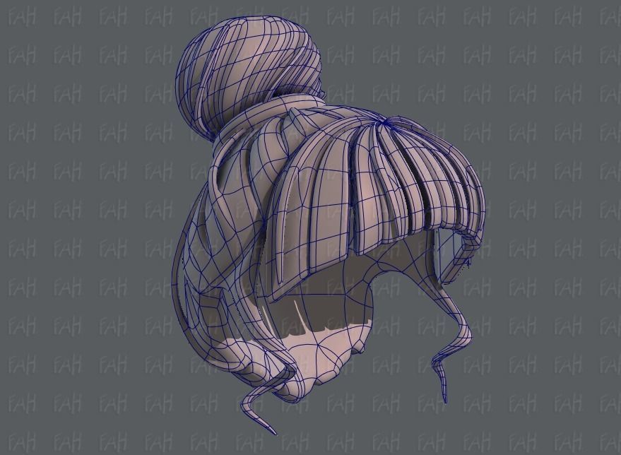 3D Hair style for girl V65 Low-poly 3D model_42