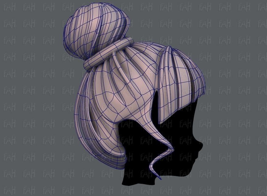 3D Hair style for girl V65 Low-poly 3D model_11