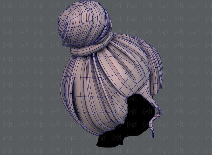 3D Hair style for girl V65 Low-poly 3D model_12
