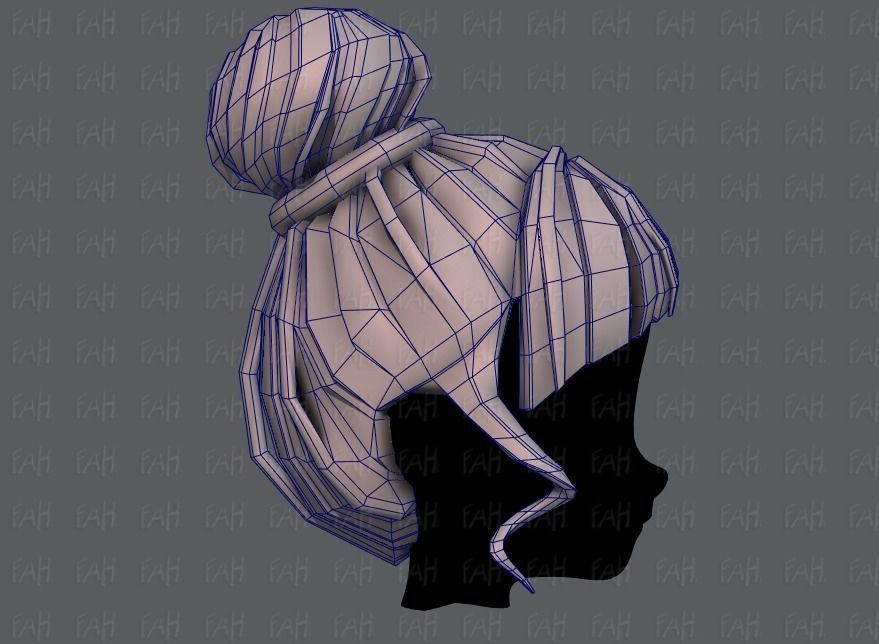 3D Hair style for girl V65 Low-poly 3D model_27