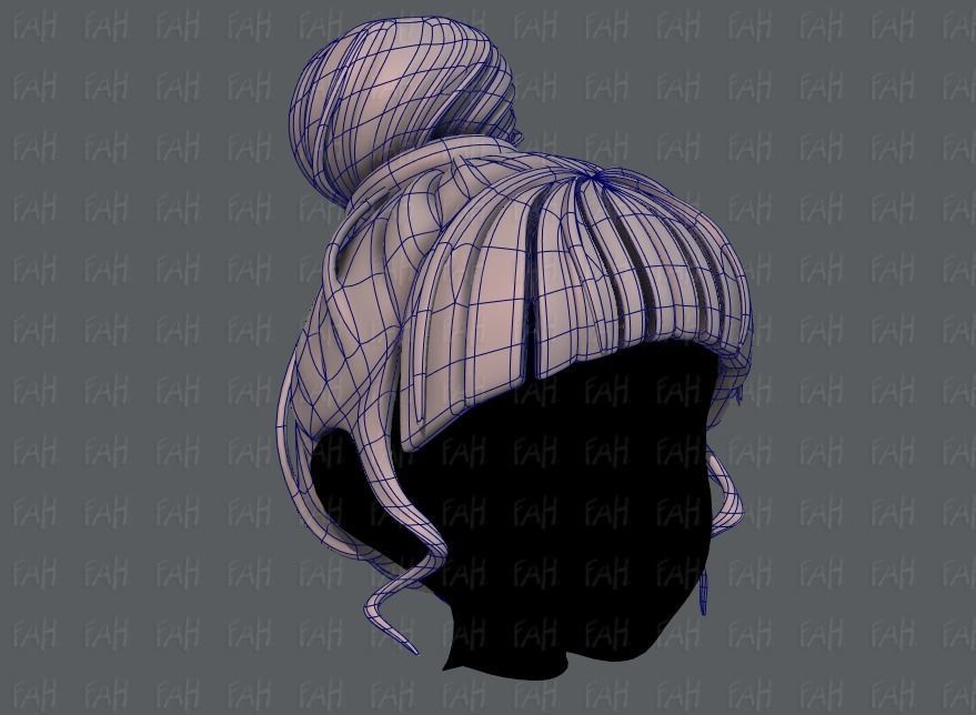 3D Hair style for girl V65 Low-poly 3D model_10