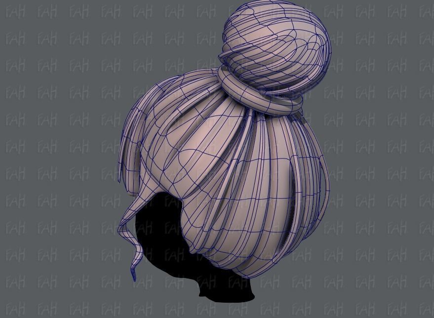 3D Hair style for girl V65 Low-poly 3D model_14