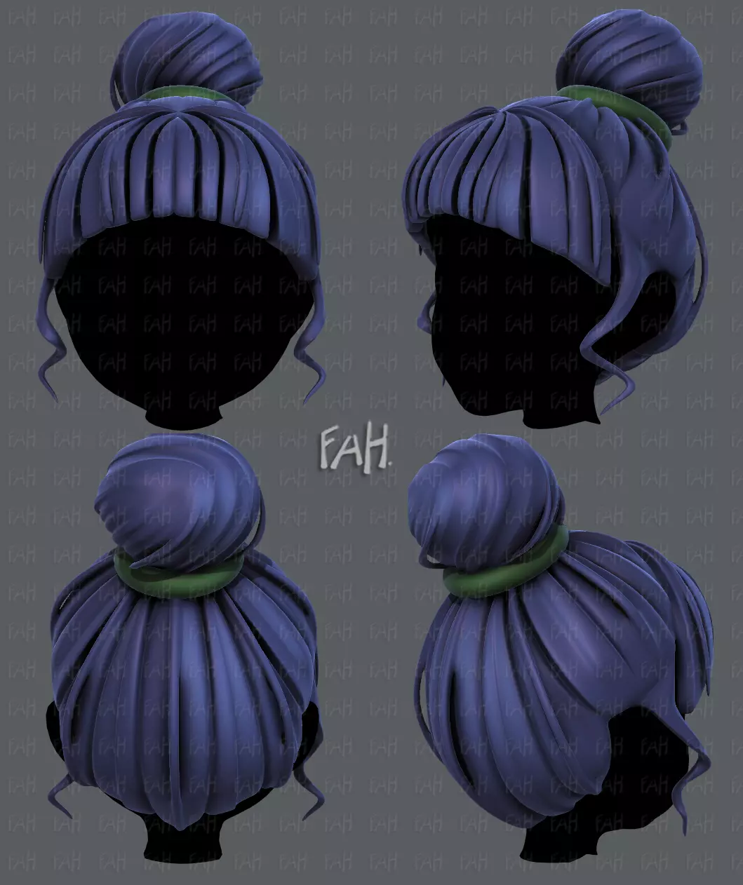 3D Hair style for girl V65 Low-poly 3D model_0