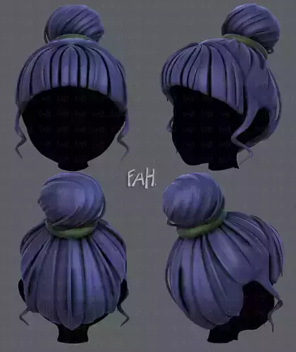 3D Hair style for girl V65 Low-poly 3D model 3D Hair style for girl V65 Low-poly 3D model