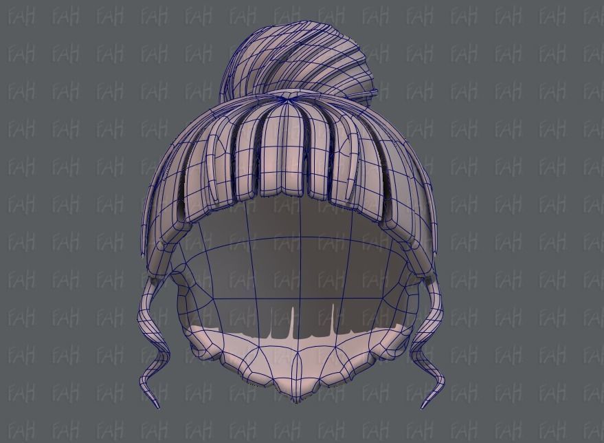 3D Hair style for girl V65 Low-poly 3D model_38