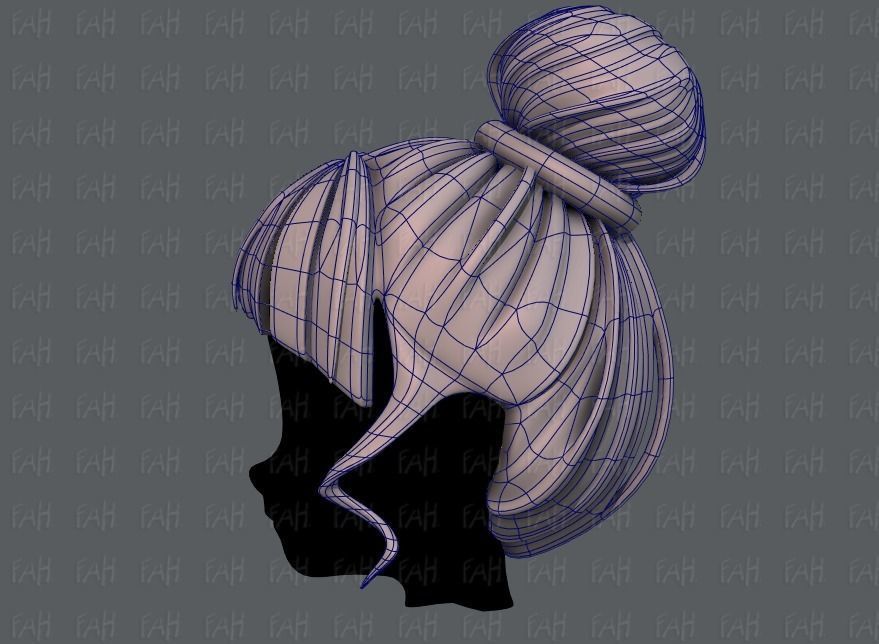 3D Hair style for girl V65 Low-poly 3D model_16
