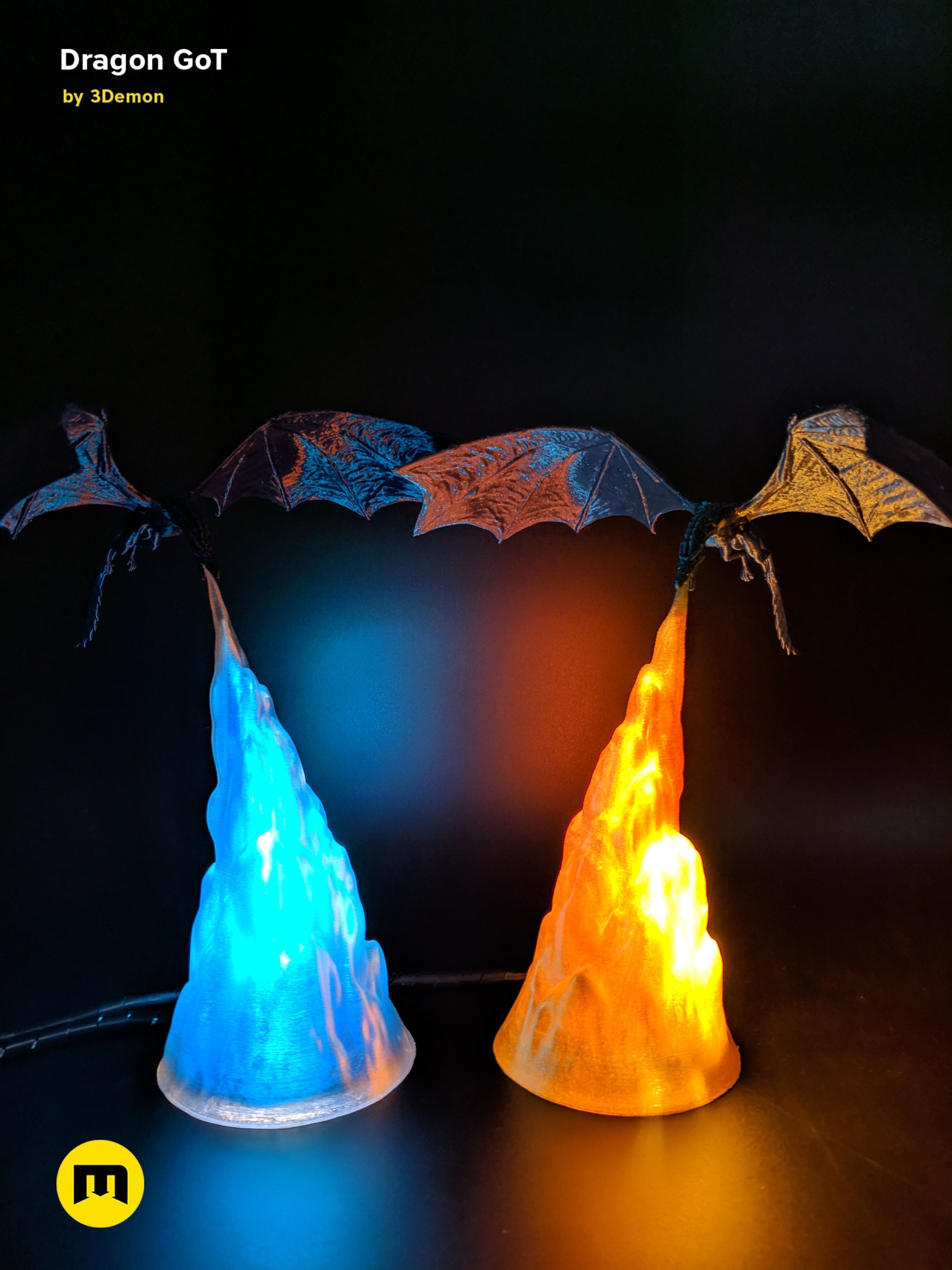 Dragon Lamp GoT with Flame 3D print model_21