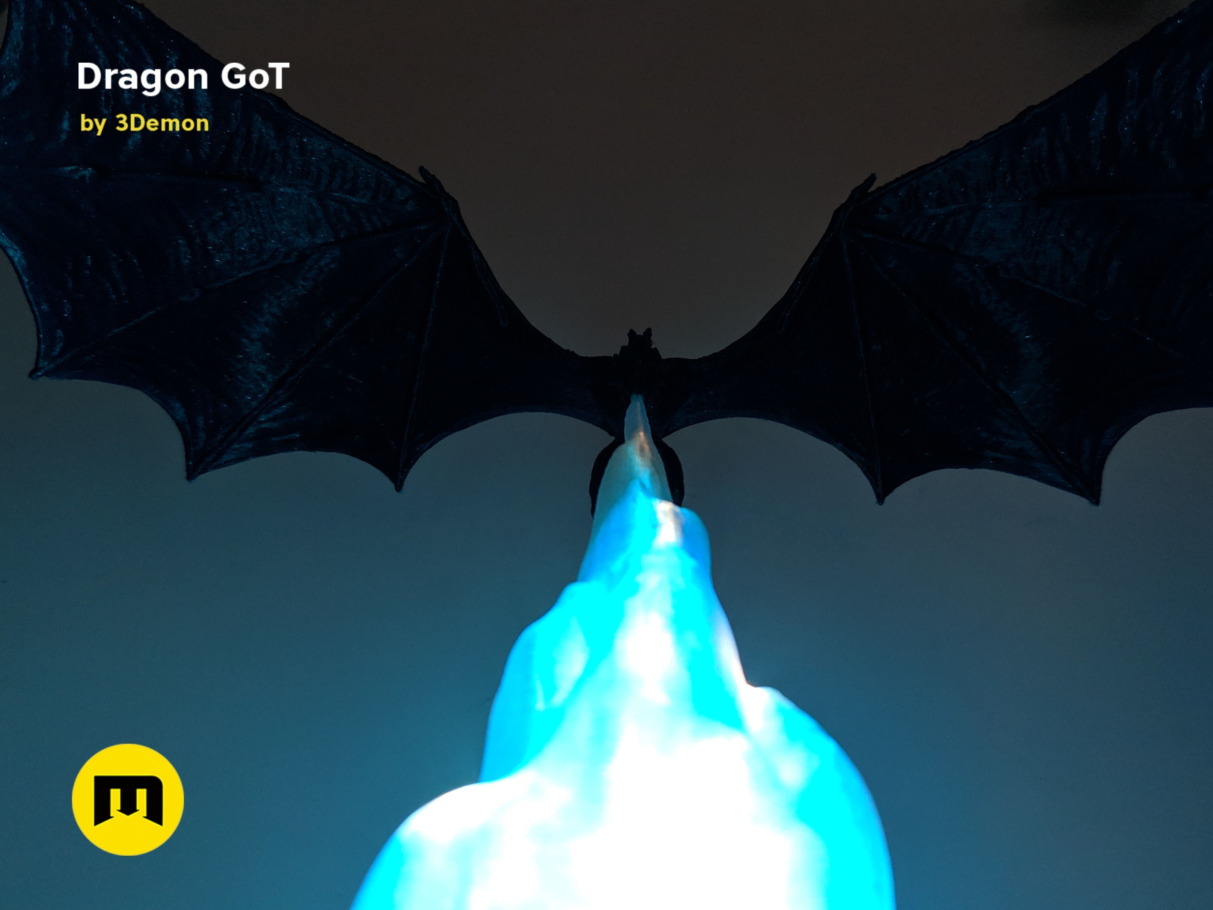 Dragon Lamp GoT with Flame 3D print model_13