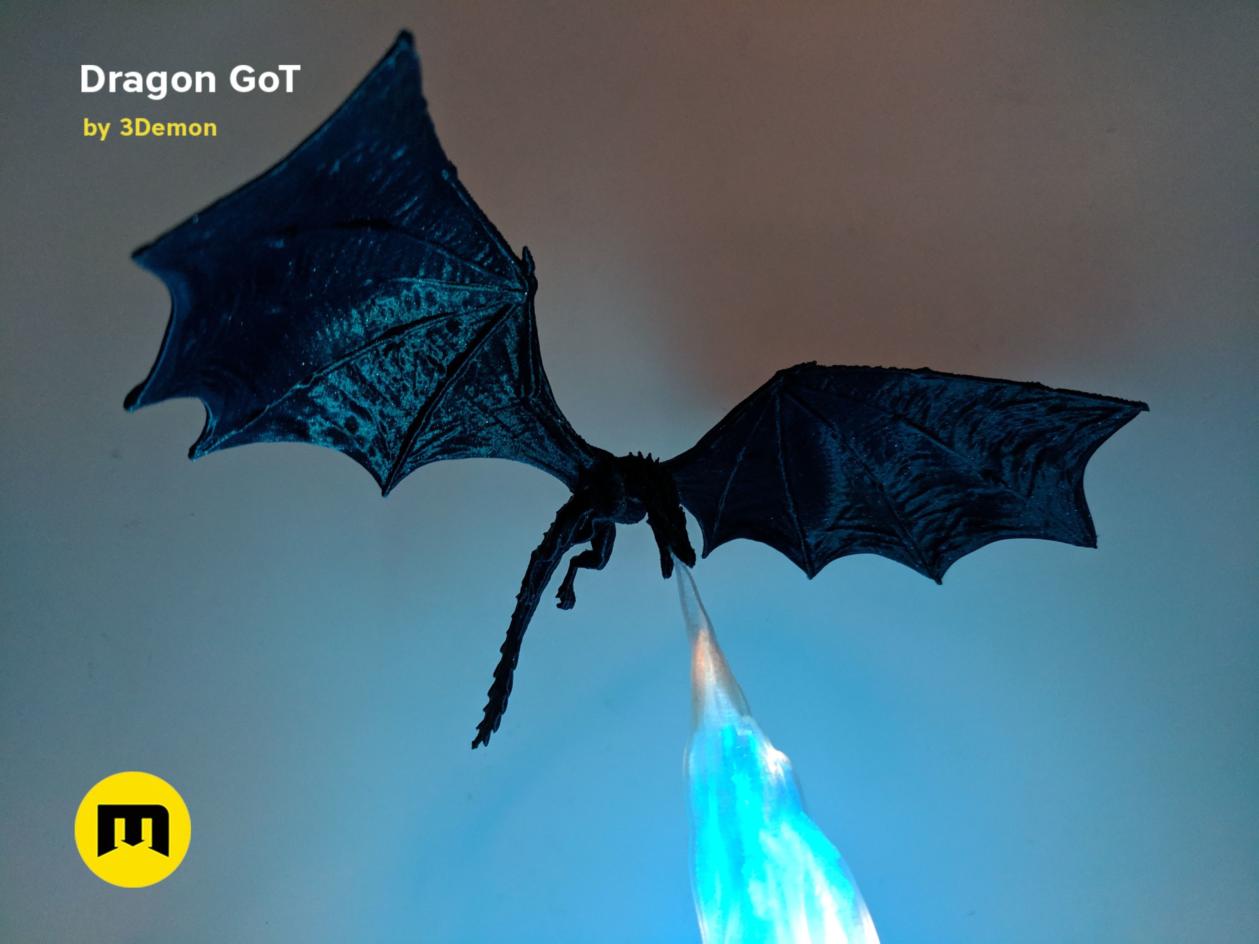 Dragon Lamp GoT with Flame 3D print model_16