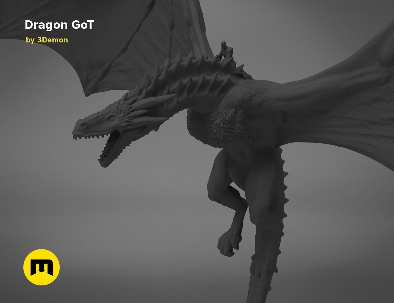 Dragon Lamp GoT with Flame 3D print model_8
