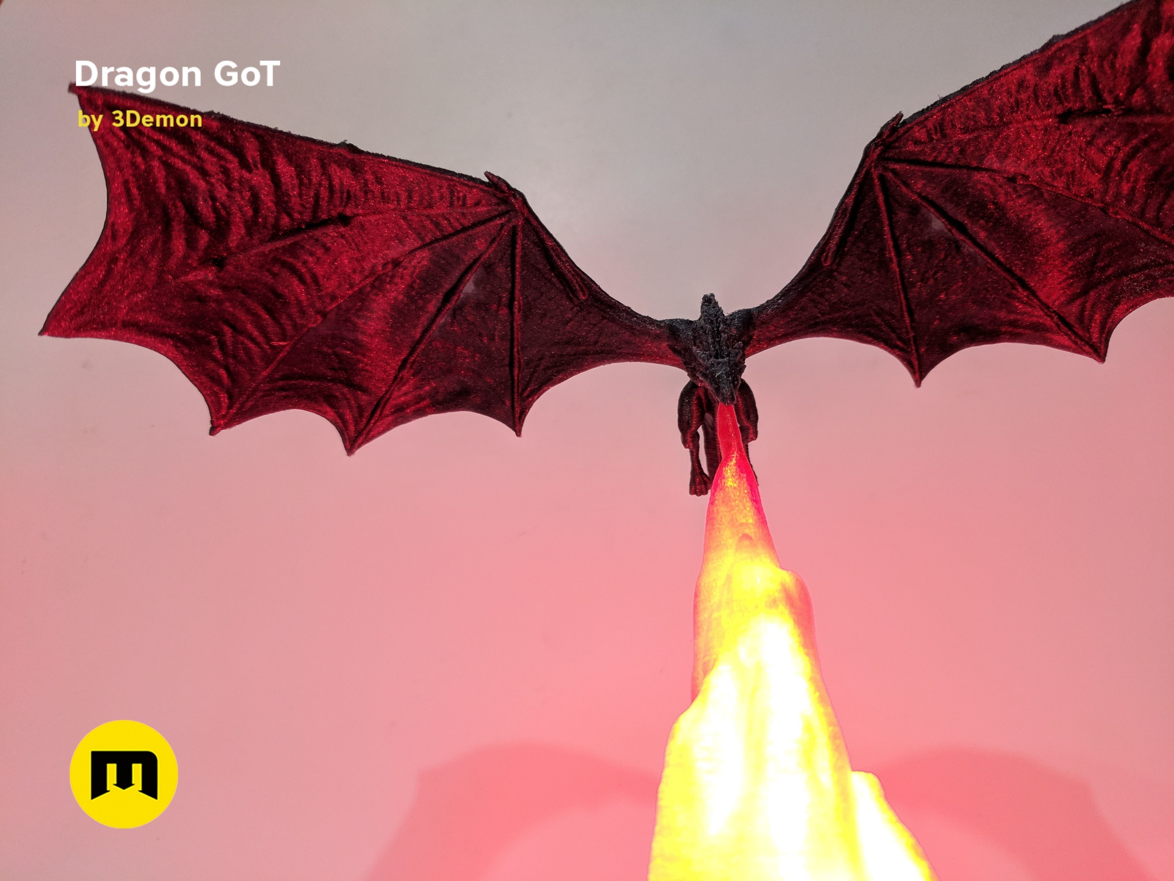 Dragon Lamp GoT with Flame 3D print model_15