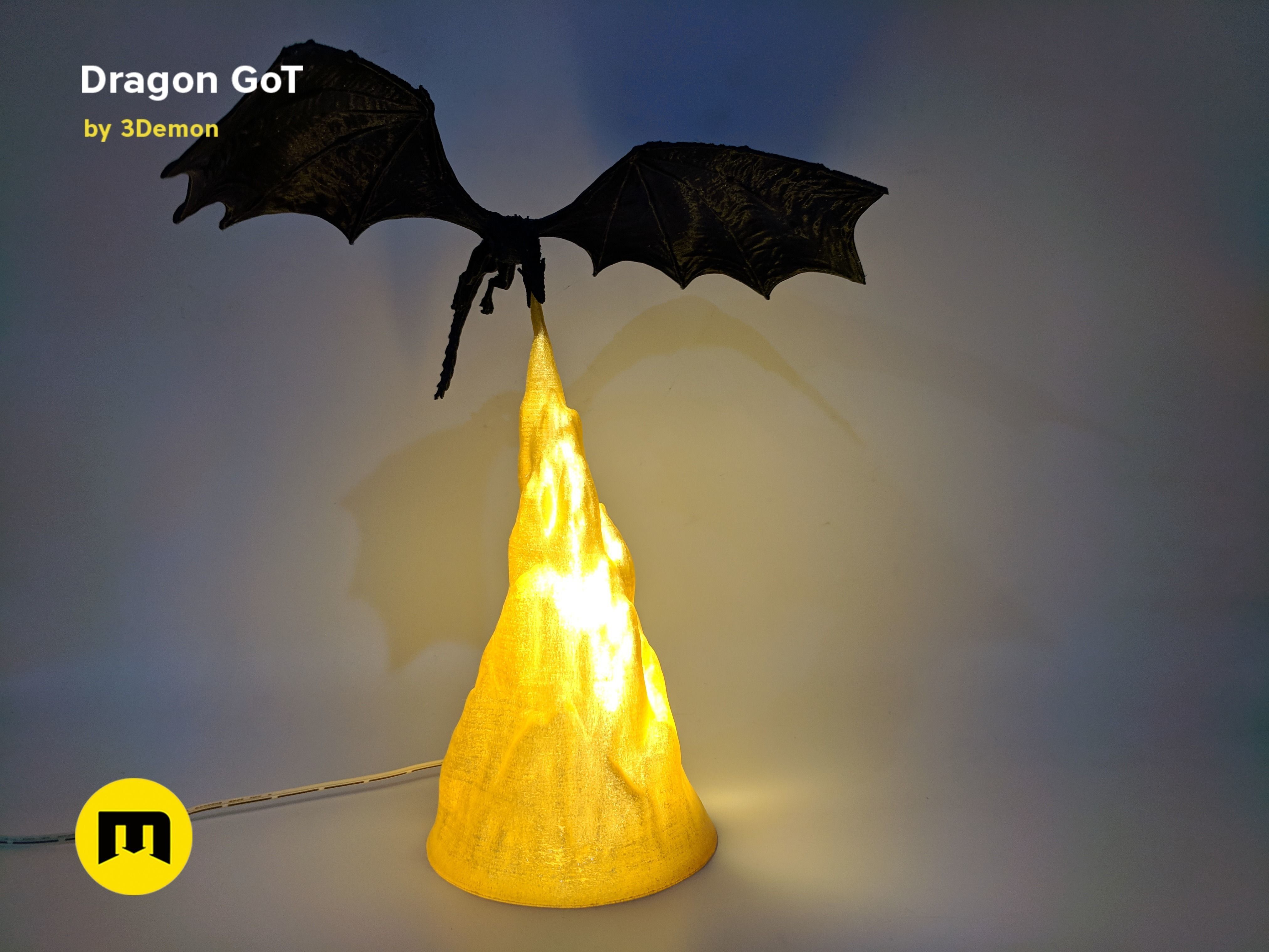 Dragon Lamp GoT with Flame 3D print model_10