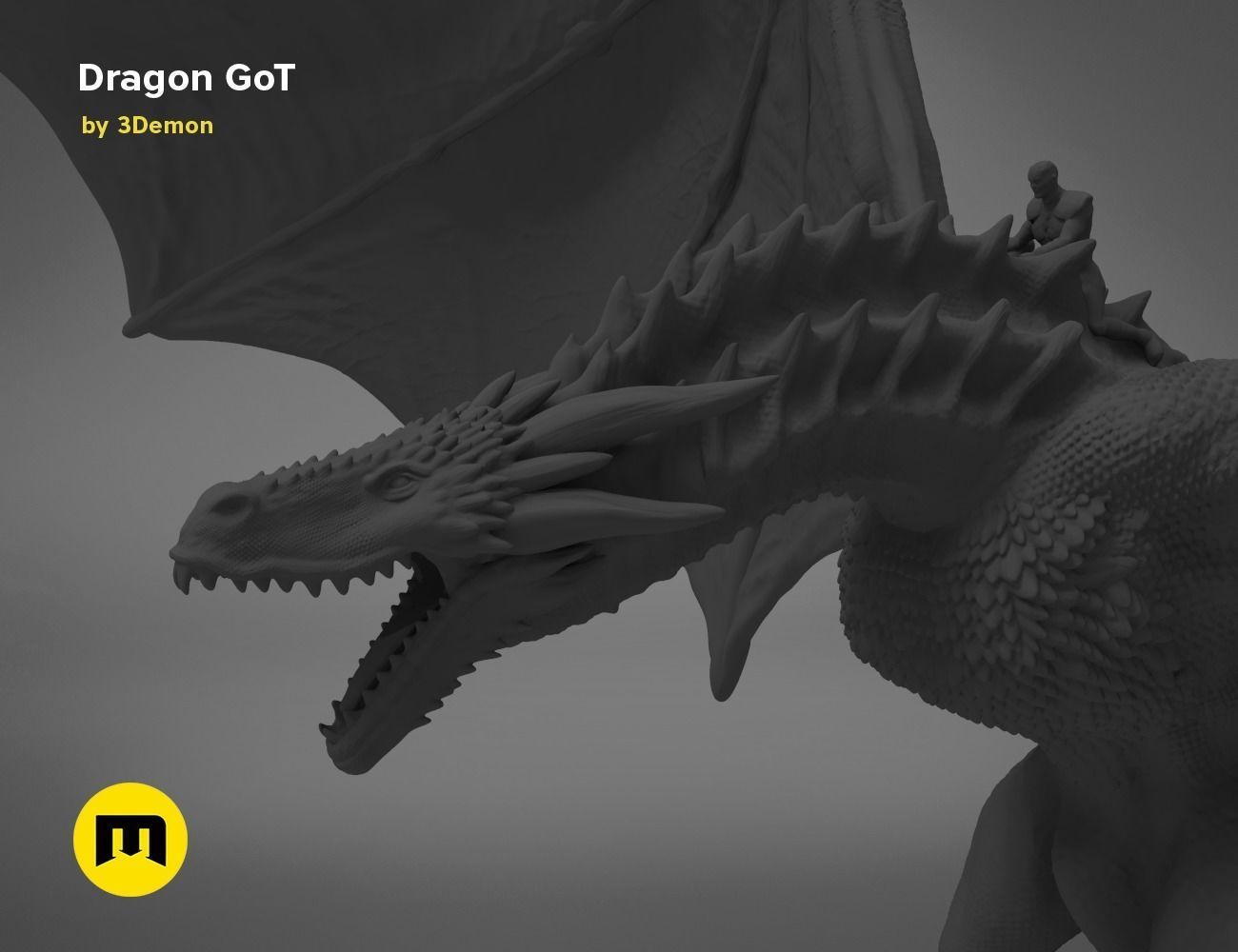 Dragon Lamp GoT with Flame 3D print model_42